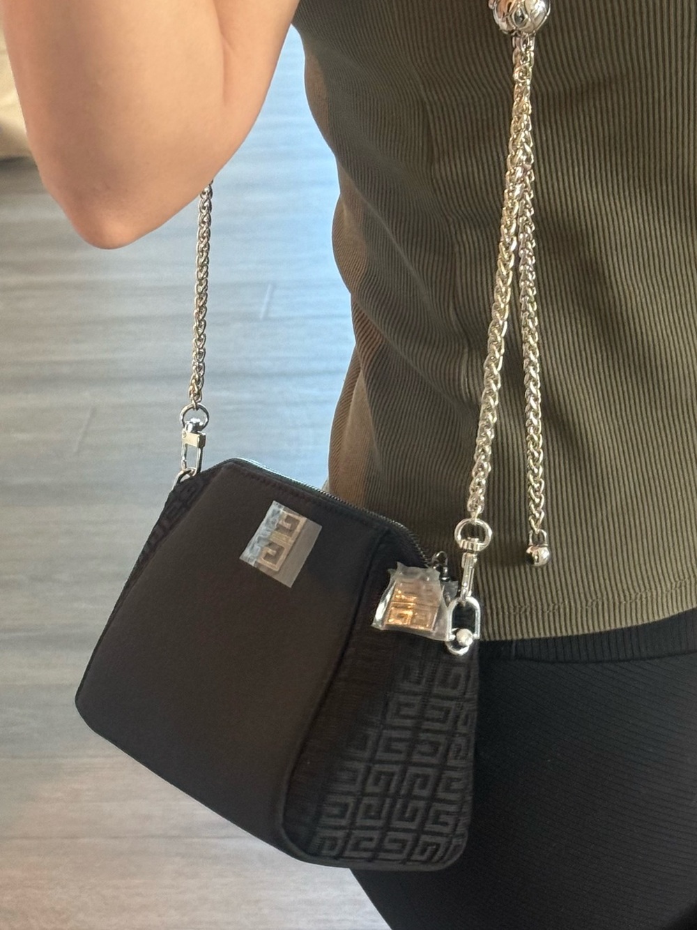 Givenchy Black Women's Crossbody Bag with Silver Chain